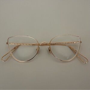 Like New Ahlem Place Du Louvre Gold Cat Eye Optical Glasses 56mm